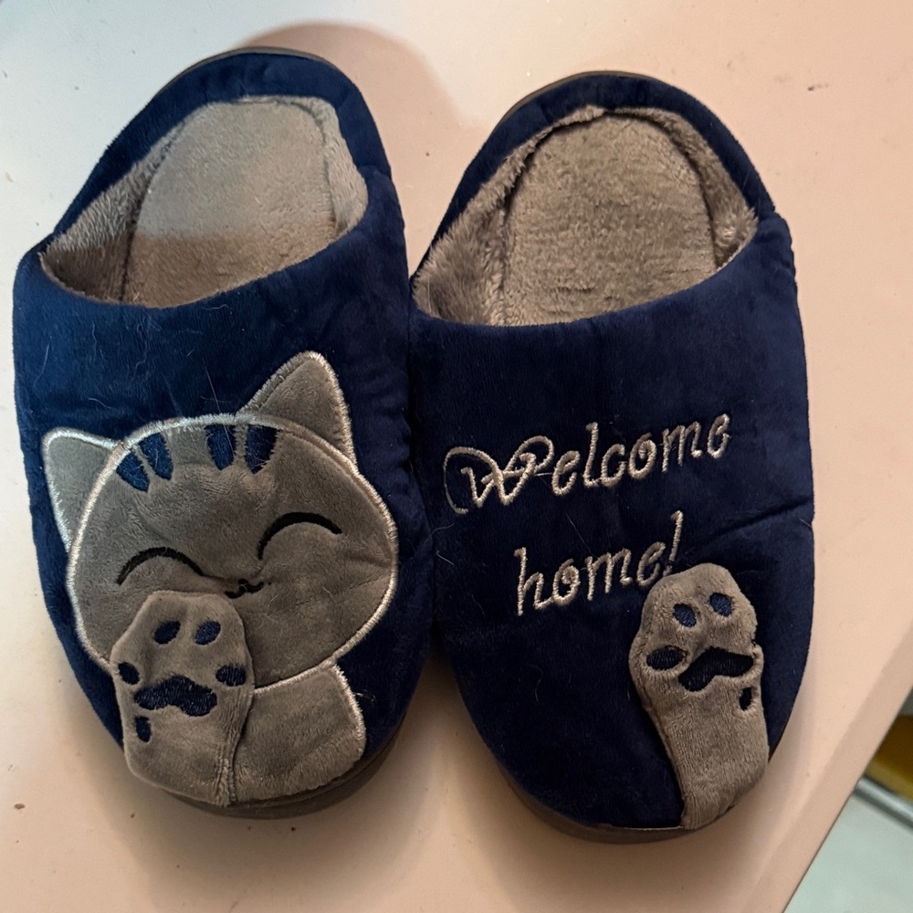 Cute Cat Embroidered Slippers